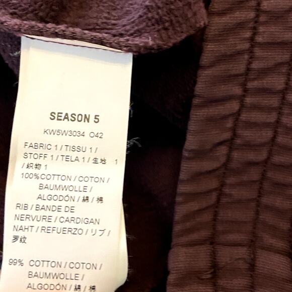 Yeezy Season 5 Jogger Oxblood Pintuck Cotton Ankle Zip Stitching Elastic Waist S - Picture 7 of 8